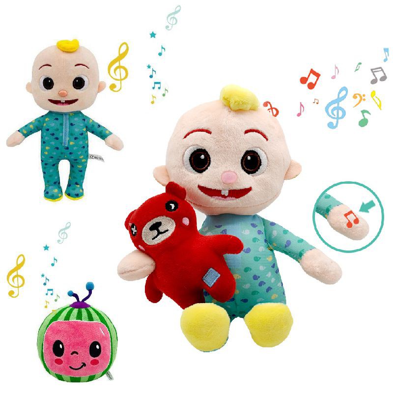 {Ready Stock}Big Sale ,Kawaii Musical Cocomelon Toys Plushie Doll Cocomelon JJ Bear with Sound Educational Stuffed Toys Music Kids Toys Baby Gifts