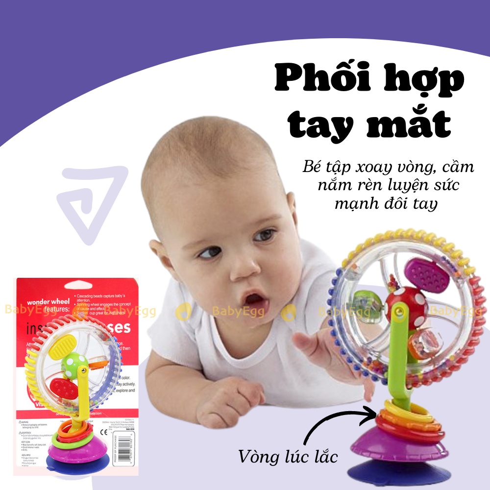 Đồ chơi để bàn cho trẻ sơ sinh vòng đu quay có núm hút bàn ăn dặm cho bé luyện tay mắt cho em bé sơ sinh 6m + babyegg