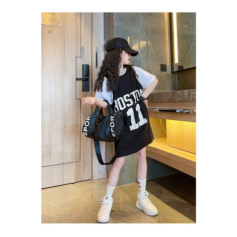 Váy Cho Bé Gái | Váy Cô Gái Tinashop | Áo Thun Dáng Dài Thiết Kế Mới Thời Trang Mùa Hè Dành Cho Bé | Đầm Ngắn Tay Giả Hai Lớp Xinh Xắn Dành Cho Nữ | Đồ Thể Thao Đường Phố Hợp Thời Trang