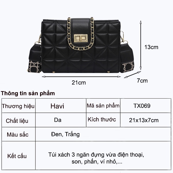 Túi Xách Nữ Đẹp, Đeo Chéo, Xách Tay Đi Chơi, Đi Làm Thời Trang Havi  TX069