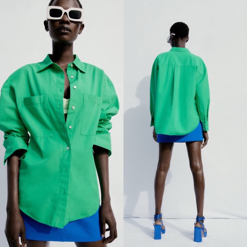 Áo sơ mi tay dài Shojo dáng over dư xịn nhiều màu hot trend xanh lá,cam,hồng,vàng,trắng