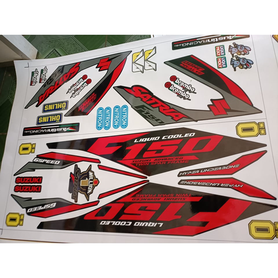 Tem rời satria f150 đỏ đen xám