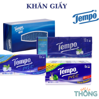 Khăn giấy bỏ túi tempo icy menthol | petit citrus blossom 4 lớp | hộp khăn giấy rút tempo 90 tờ