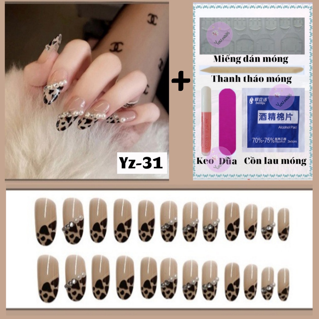 Móng tay giả đính đá kèm keo dài nhọn ngắn YOU NAILS (Mã Yz31-Yz40)