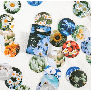 Hộp 46 miếng sticker mẫu khóm hoa flowers bloom