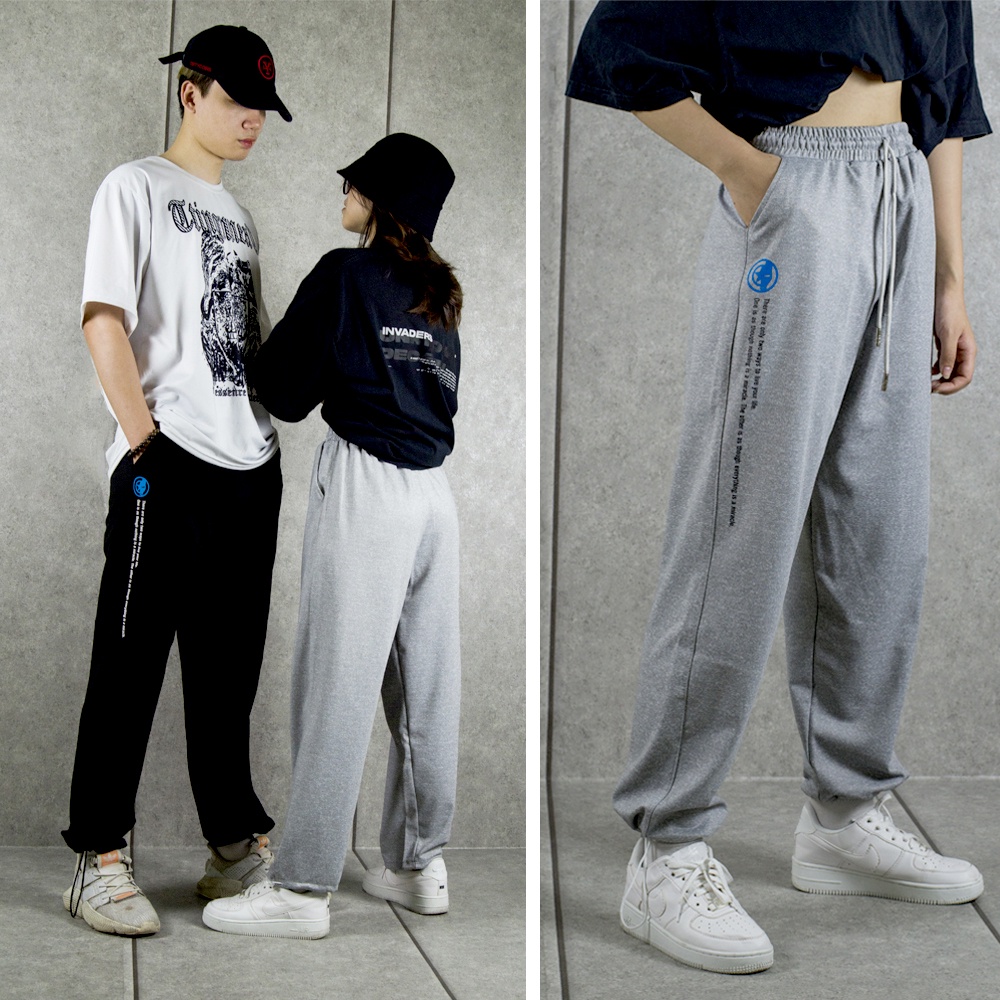 Quần Jogger Đa Năng 2 Trong 1 In Hình Ống Rộng Nam Nữ Thể Thao Thiết Kế Basic Pants Để Suông Hoặc Dây Rút Bo Gấu J4U