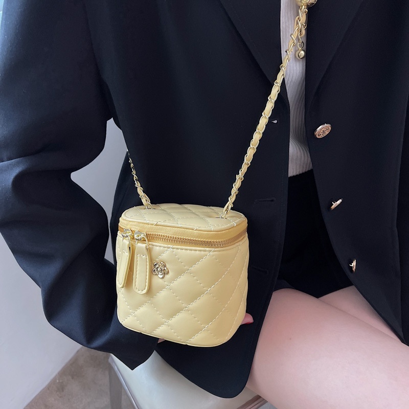 IELGY Túi Đeo Vai Hình Vuông Cỡ Nhỏ Họa Tiết Hình Thoi Phối Dây Xích Thời Trang Cho Nữ