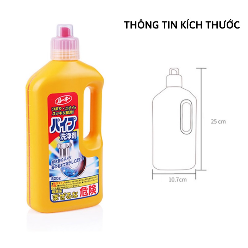 Chai thông tắc đường ống, bồn rửa bát, ống thoát nước nhà tắm 800g Rocket hàng nội đại Nhật Bản AD95