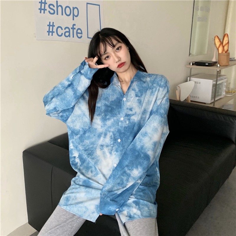 Áo Sơ Mi Nữ Tay Dài Dáng Rộng Phong Cách Hàn Quốc Thời Trang Mùa Thu