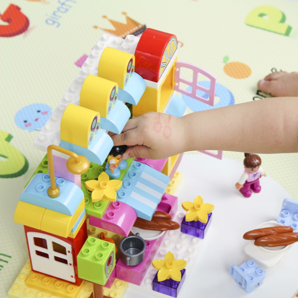 Bộ đồ chơi lắp ghép, ghép hình smoneo duplo cho bé cho bé nhà hàng vui vẻ 81 chi tiết - Toyshouse - 55002