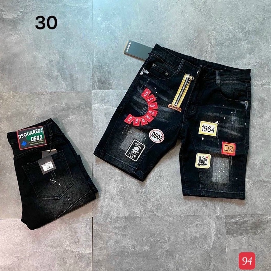 Quần short jean nam màu xanh in logo chất bò - quần short demin nam co giãn thời trang cao cấp Luty_shop90 ms239