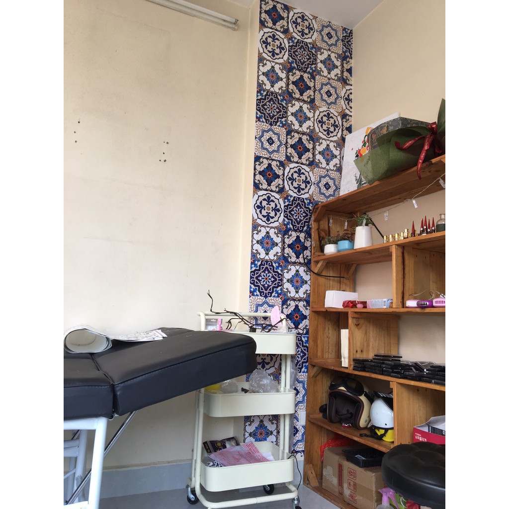 Decal gạch bông vintage, dán tường nhà tắm nhà bếp chống nước chống nhiệt sẵn keo - Mã C76