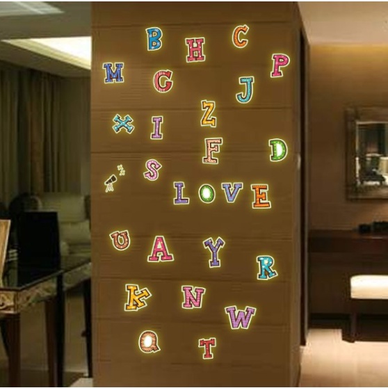 Decal trang trí tường - Bảng chữ cái dạ quang