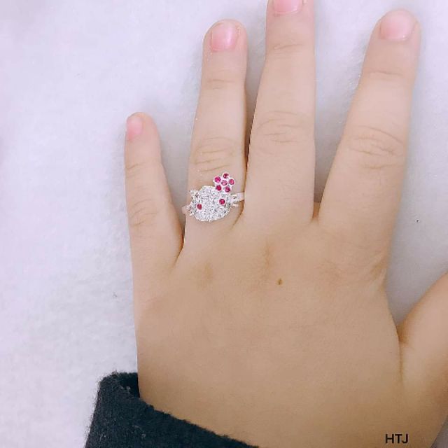 NHẪN MÈO KITTY BẠC CHO BÉ