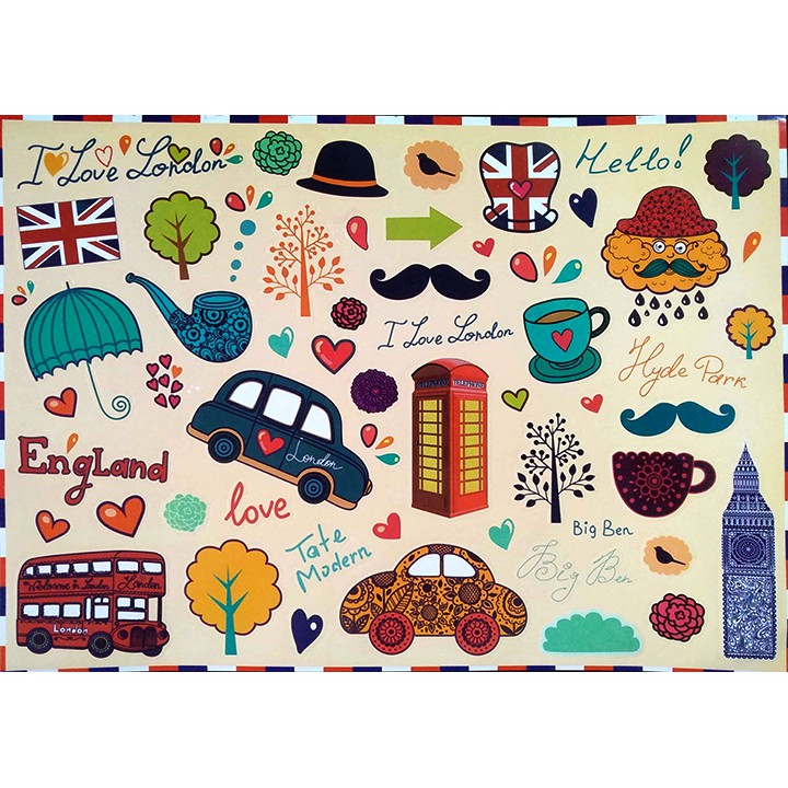 Tấm sticker dán chủ đề ENGLAND
