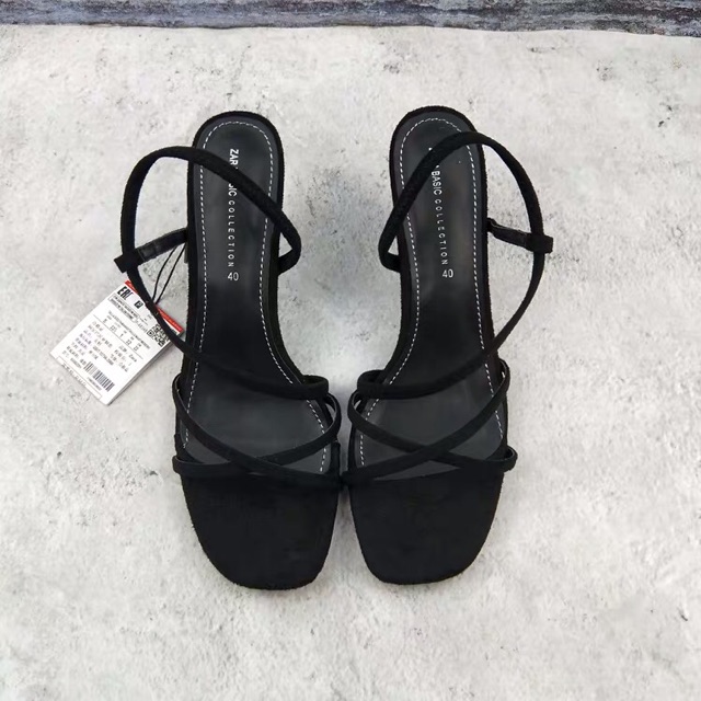 Sandal Zara gót cao 5p -6p da lộn