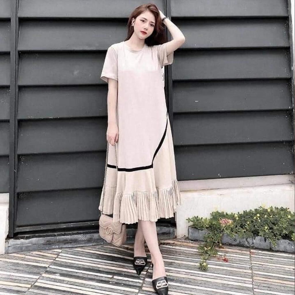 Váy bầu thời trang thiết kế xuông M119 chất Cotton 100% freesize từ 45 đến 70kg