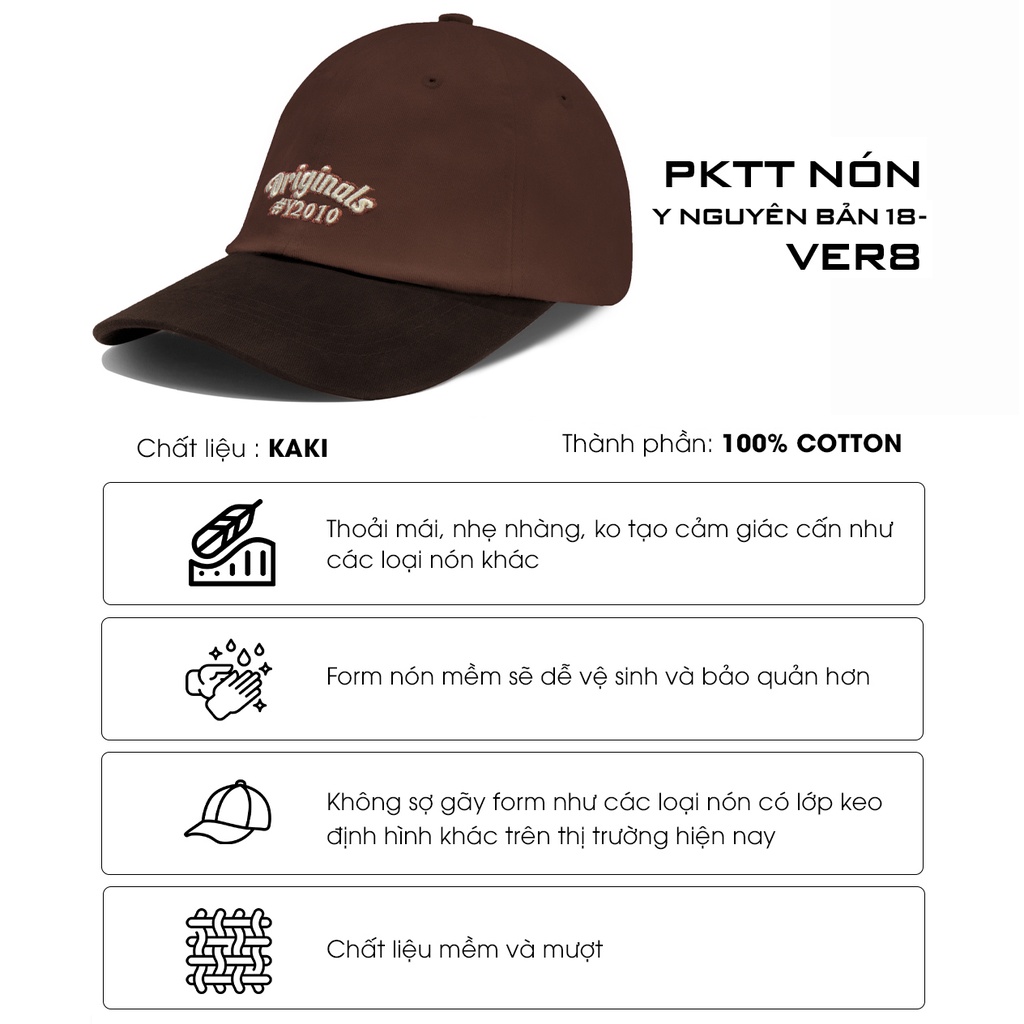 Nón Lưỡi Trai Vải KaKi Nam Nữ Thời Trang Thương Hiệu Y2010 Ver8 21504 |YaMe|