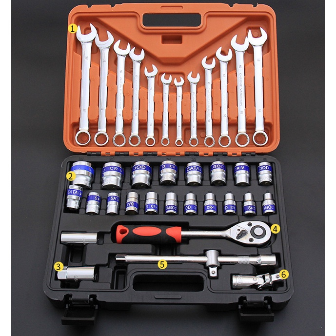 Bộ dụng cụ sửa chữa,bộ cờ lê tuýp 37 chi tiết hàng chrom vanadium cao cấp siêu bền