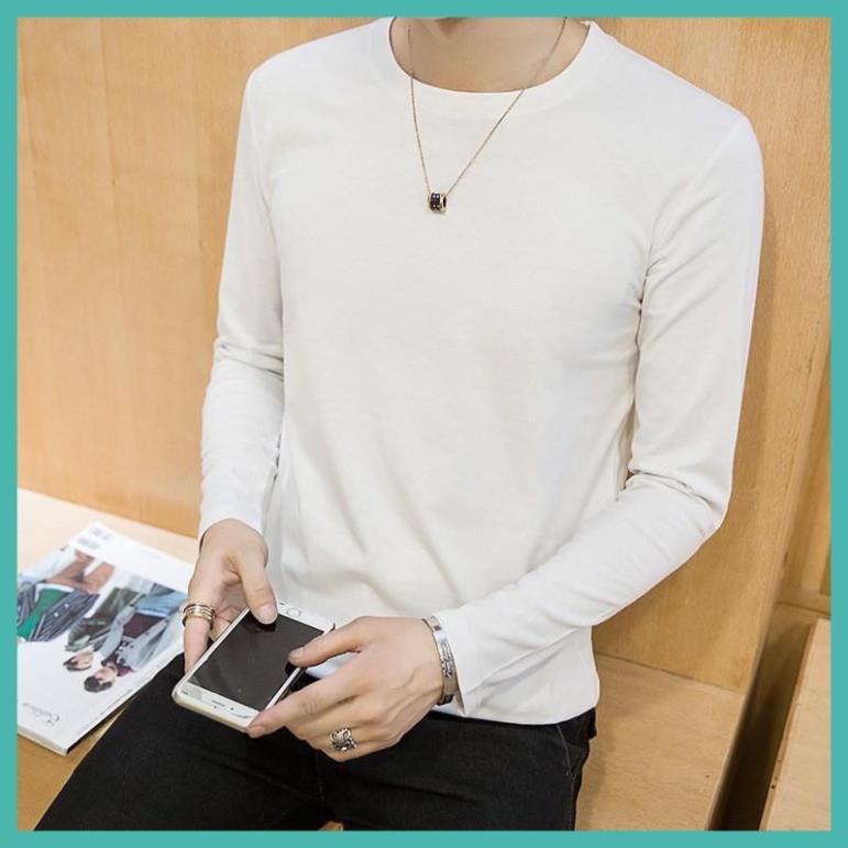 Áo thun nam giữ nhiệt dài tay cổ tròn : chất liệu cotton 100%, kiểu dáng slimfit, co giãn 4 chiều cao cấp(ACTD) ❕ 🌟
