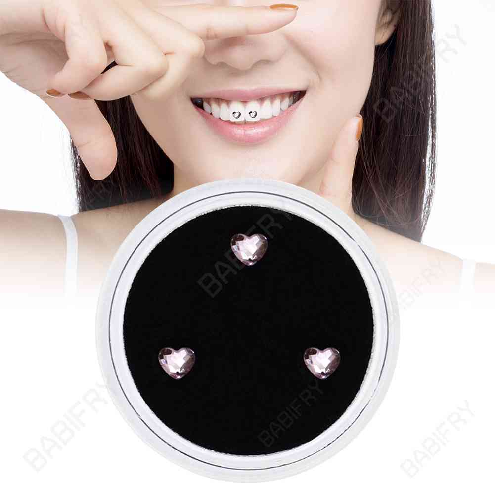 Bộ 3 Đá Trang Sức Nha Khoa Hình Trái Tim Đính Đá