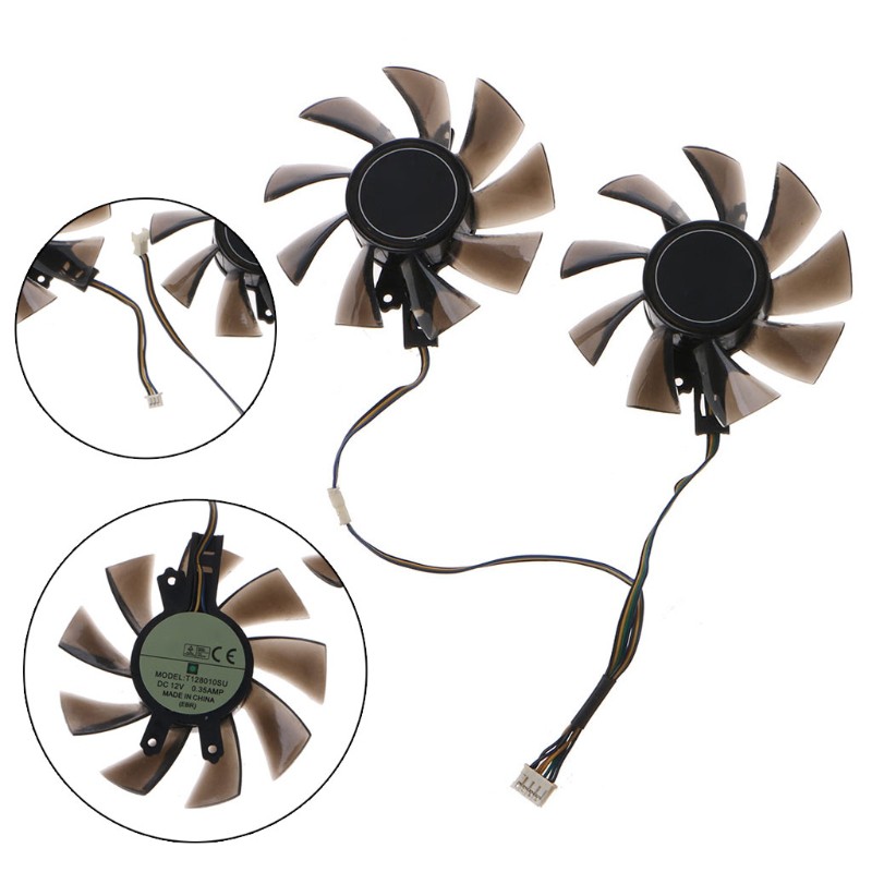 Quạt Làm Mát Cho Gigabyte Gtx 1060 1070 1080 Vga Fan 75mm 2pcs T128010Su 4pin 12v 0.35a