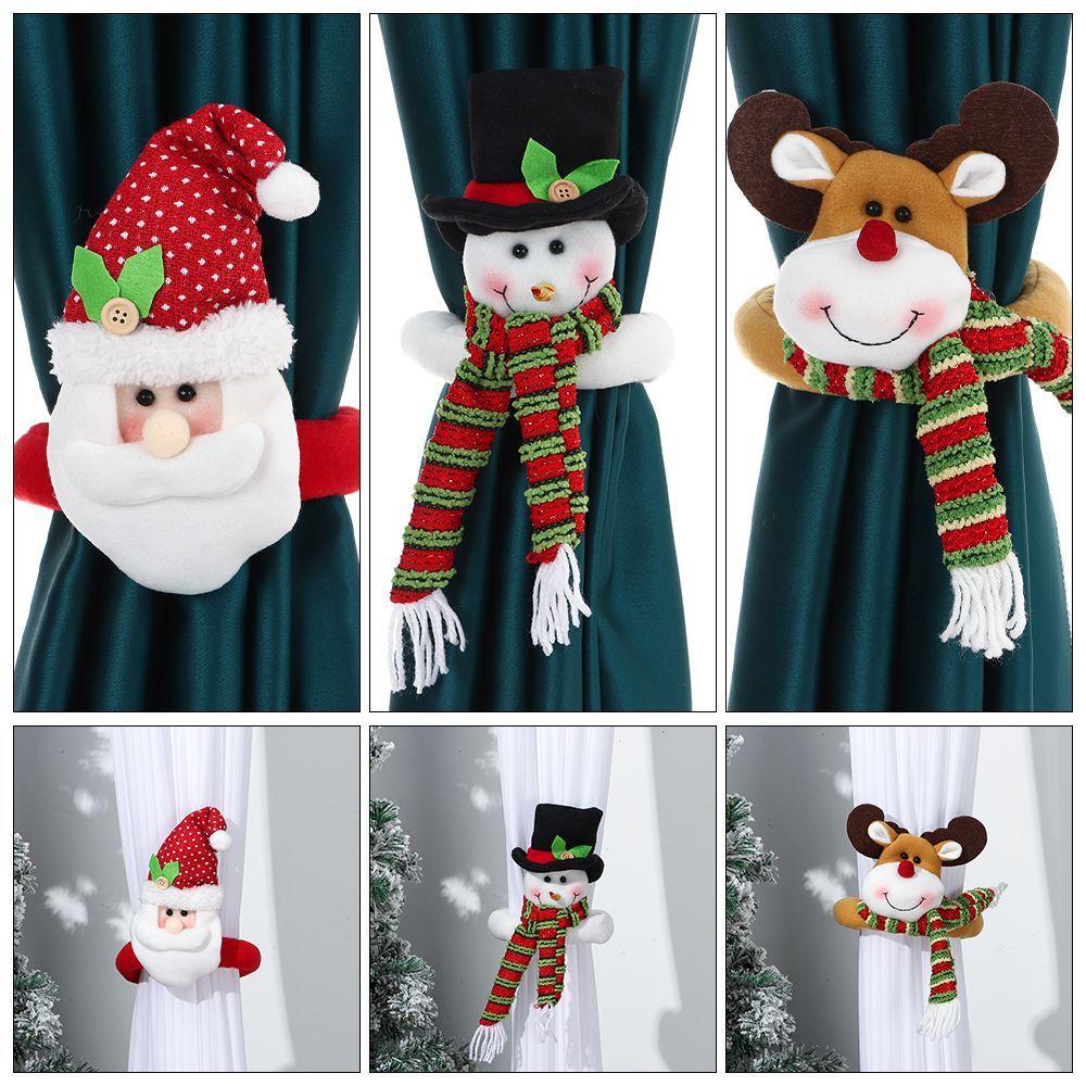 WTTLE Khóa Rèm Cửa Hình Ông Già Noel Trang Trí Nhà Cửa Nhân Dịp Giáng Sinh Năm Mới