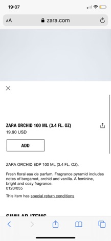 Nước hoa Zara Orchird - Auth- SẴN