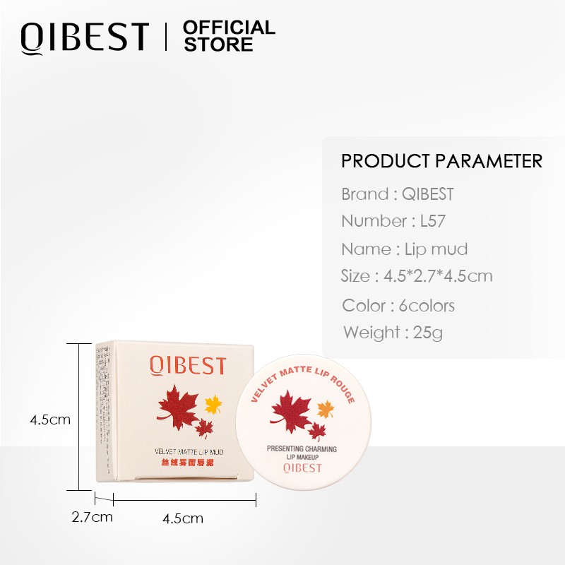 Son môi QIBEST 25g chất nhung lì mịn 6 màu tuỳ chọn kèm cọ | BigBuy360 - bigbuy360.vn