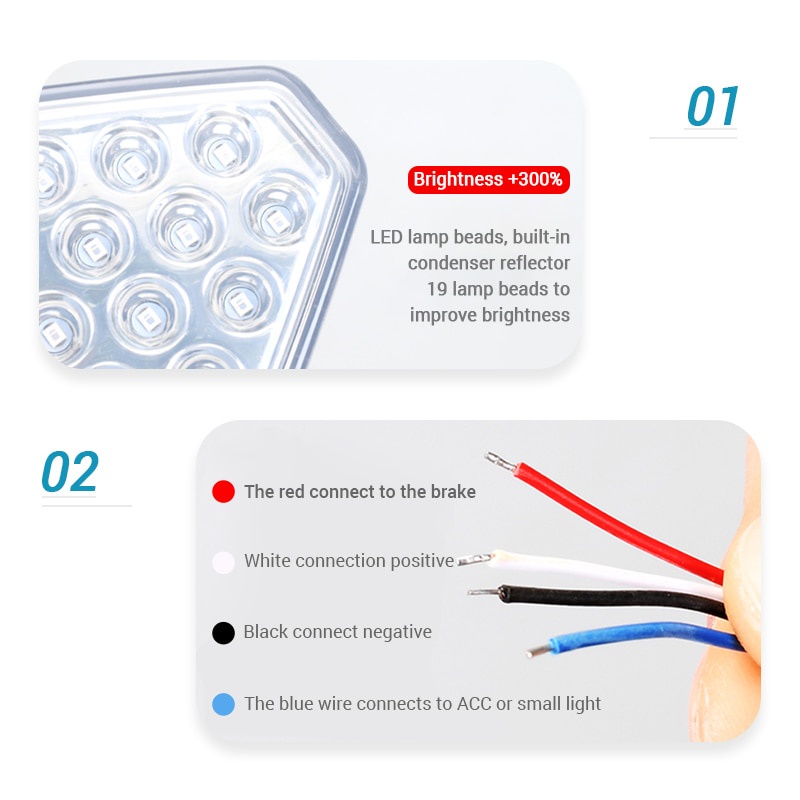 Đèn LED Cảnh Báo Gắn Đuôi Xe Hơi Chống Thấm Nước Chống Va Chạm