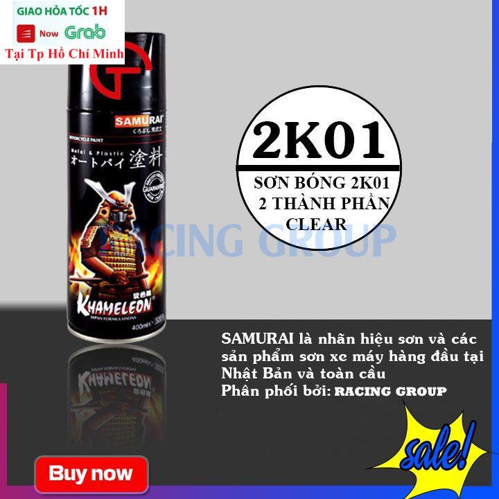 Sơn Xịt Xe Máy Chính Hãng Samurai 2K01 - Sơn Xịt Phủ Bóng Bám Dính Tốt Màu Bền Đẹp