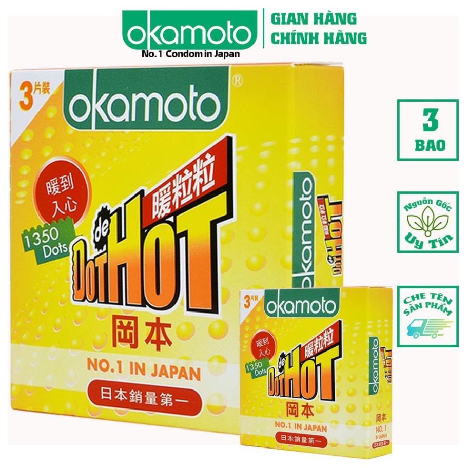 Bao Cao Su Okamoto Dot de Hot, Gai Nóng Truyền Nhiệt Nhanh (Hộp 3C, 10C)  XMARVEL