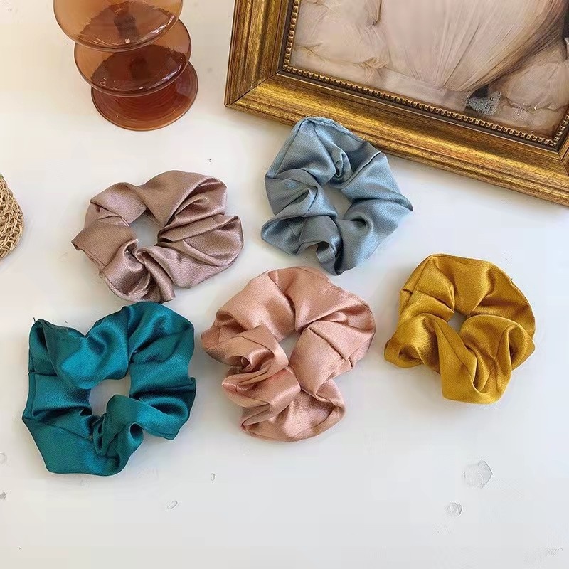 Dây Buộc Tóc Vải Satin Màu Trơn Đơn Giản Thời Trang