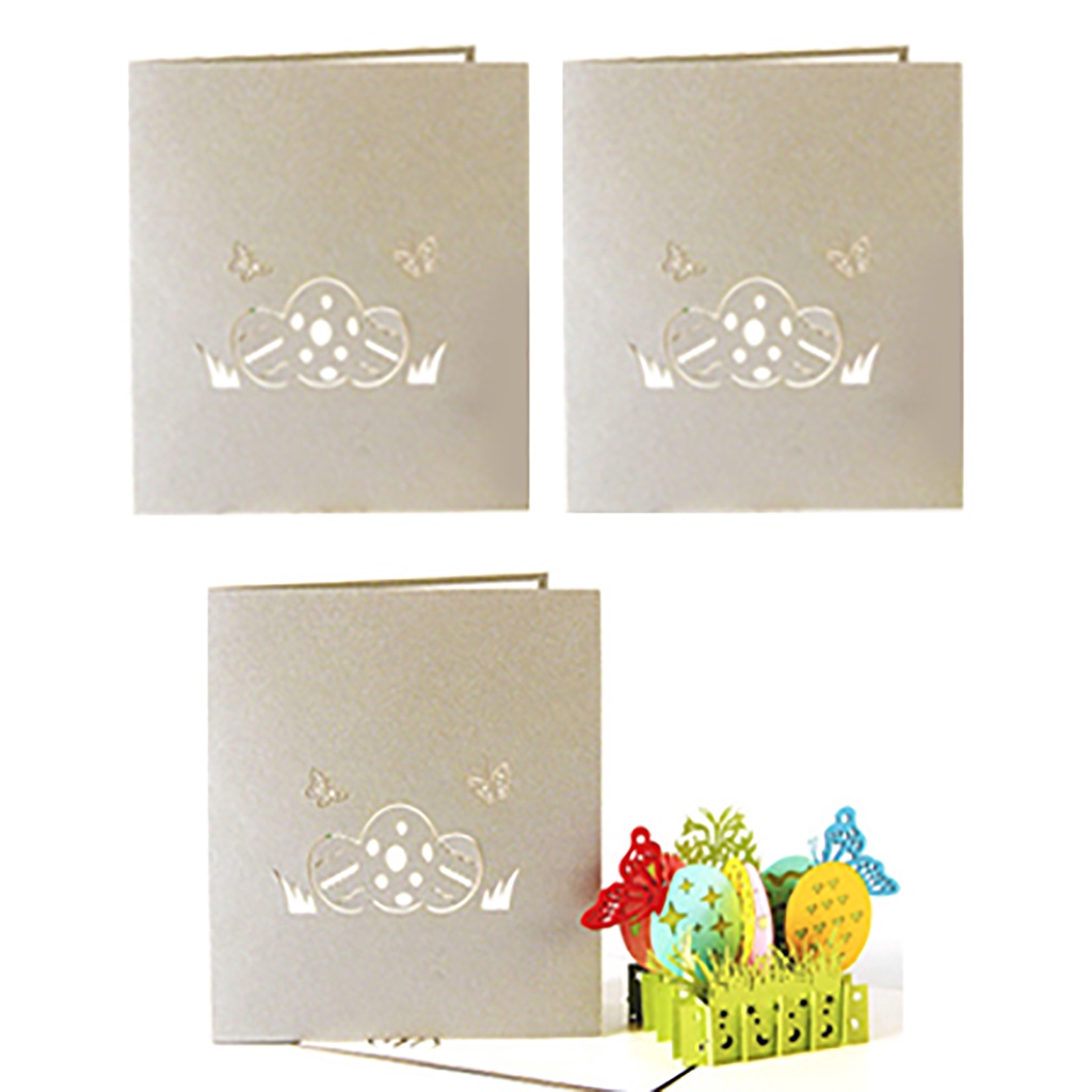 [proflyVN]3 Pack Easter Pop Up Cards - Easter Card, 3D Card, Easter Greeting Card, Easter