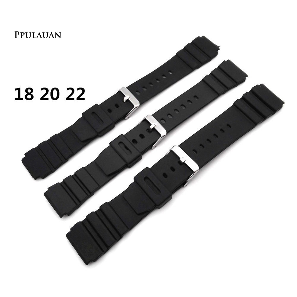 Dây đồng hồ đeo tay silicon chống thấm nước kiểu dáng thể thao 18-22mm màu đen cho nam