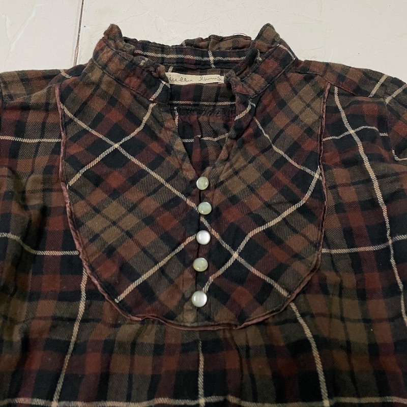 Áo búp bê baby doll nâu caro giáng sinh ấm áp