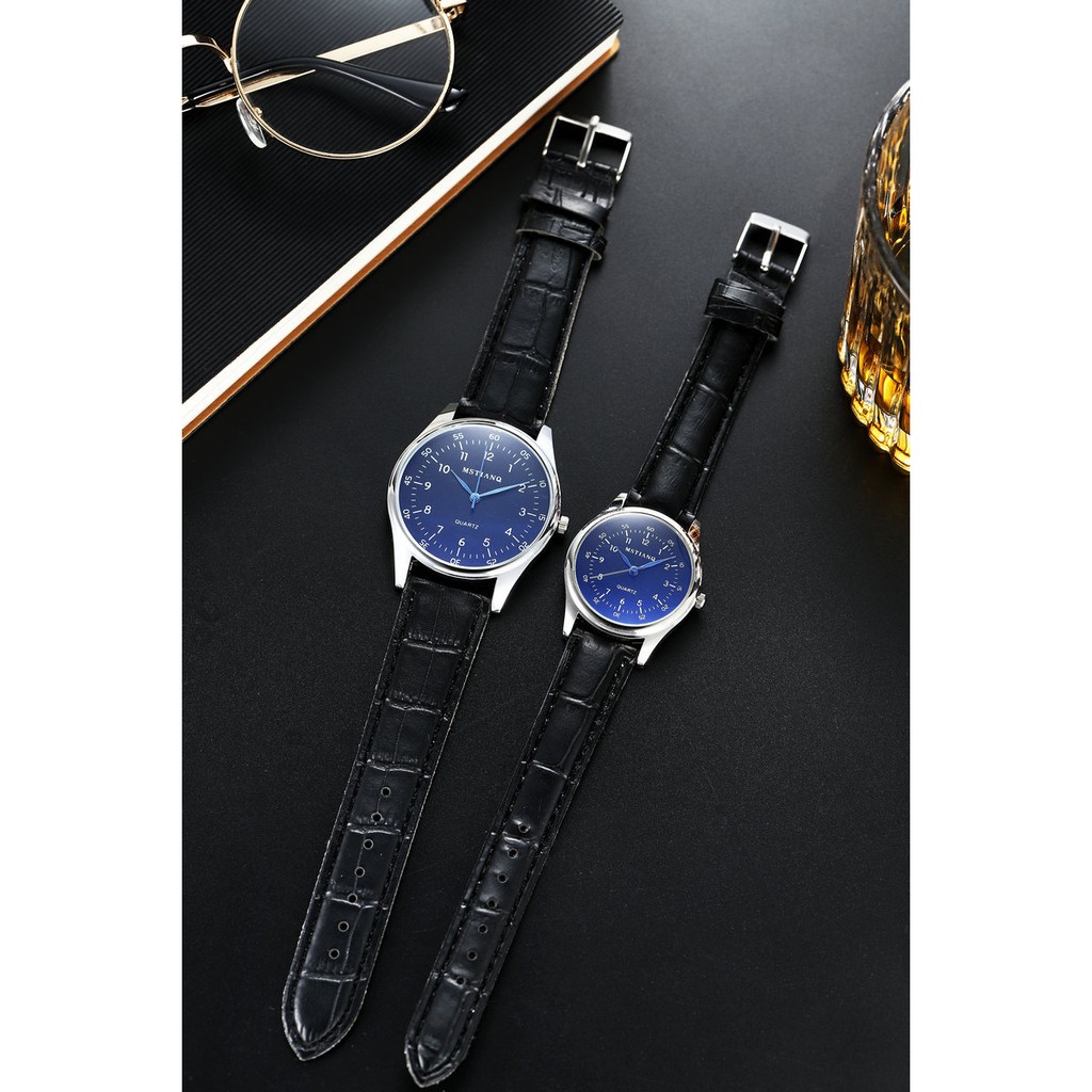 Đồng hồ thời trang nam nữ Mstianq Ms020 dây da, mặt số, kim xanh cực đẹp | BigBuy360 - bigbuy360.vn