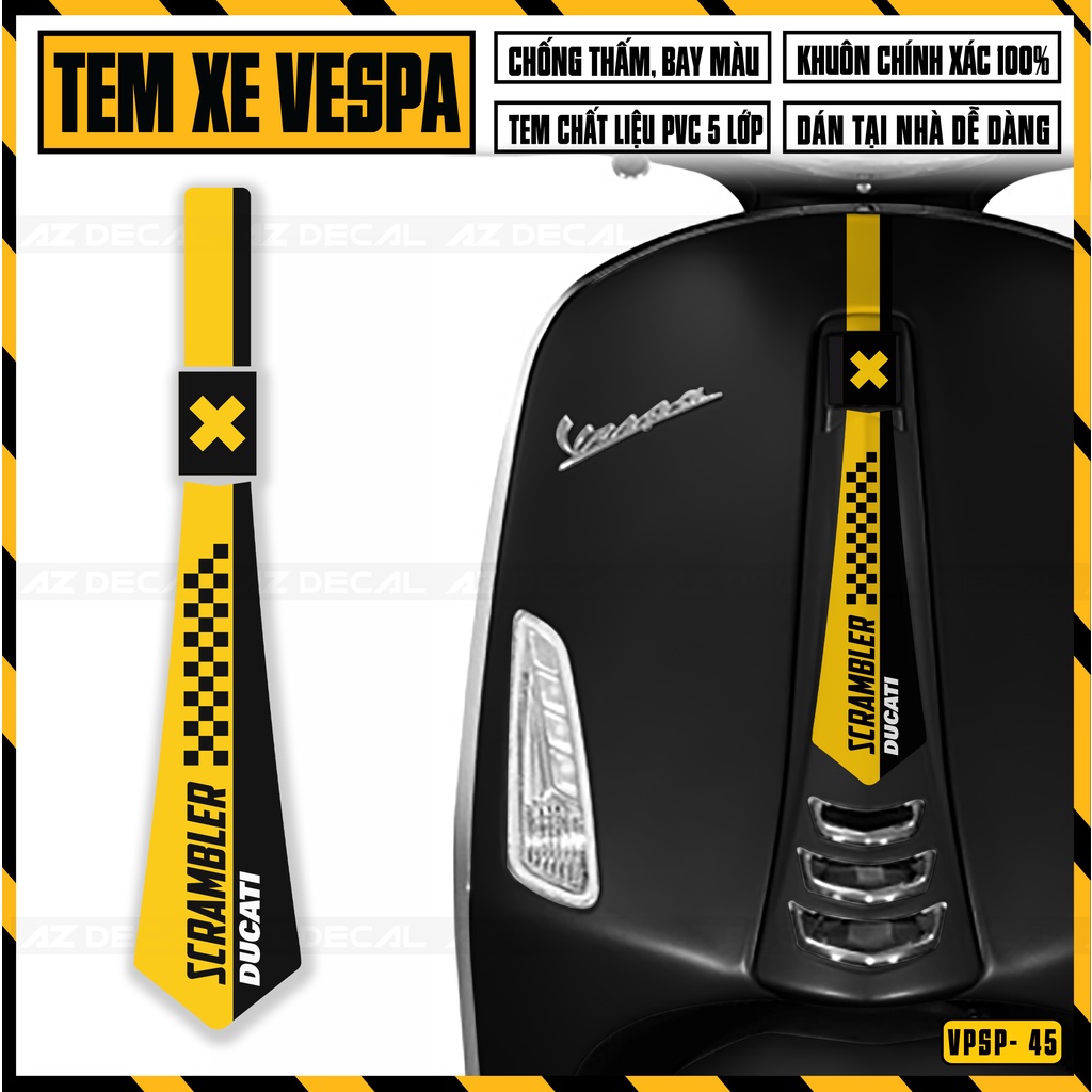 [ Mới ] Tem Vespa Sprint / Primavera Thiết Kế Cà Vạt Hãng Xe | VPSP45 | Decal Hình Dán Xe Máy Vespa Chống Nước Bền Màu