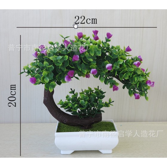 Chậu bonsai giả có hoa - phú quý cát tường