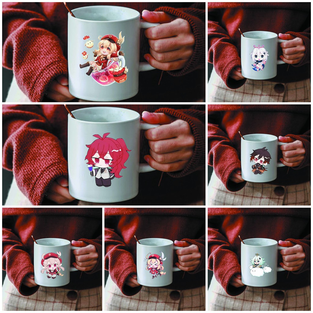 Ly cốc sứ in hình Genshin Impact game chibi m01