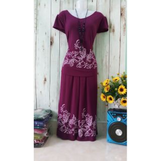 Set bộ gân lửng ống rộng in hoa