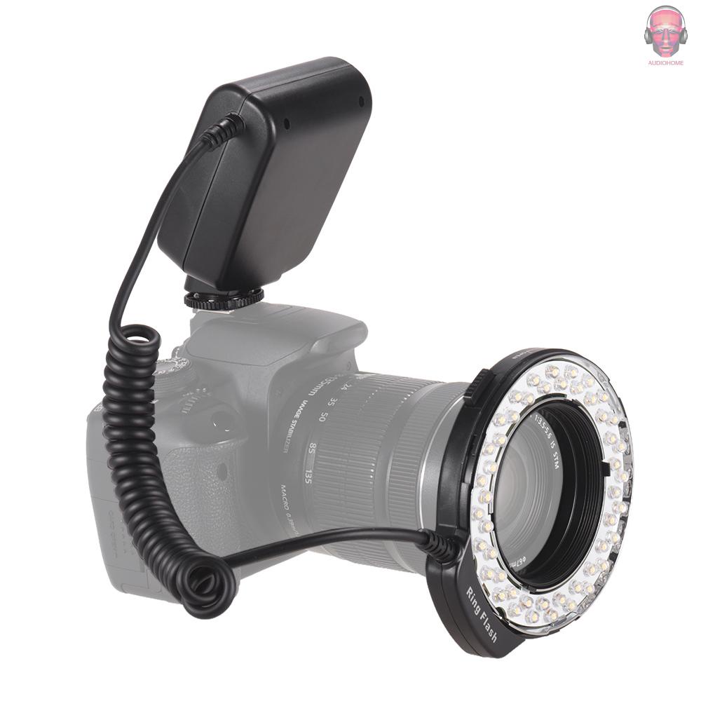 AUDI   HD-130 Macro LED Ring Flash Light LCD Display 3000-15000K GN46 Power Control with 3 Flash Diffusers 8 Adapter Rings for Cameras