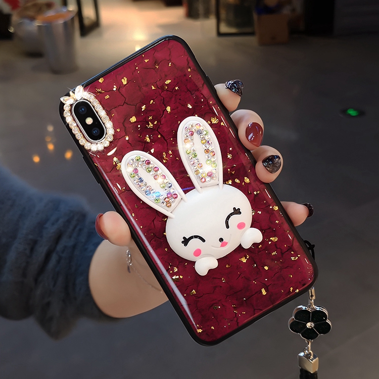 Cute Rabbit Gold Foil Phone Case for OPPO F9 F11 / Pro A3S A7 A5S A37 Neo9 F7 F5 A33 Neo 7 A57 A39 F1s A83