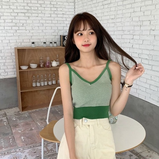 Áo Dệt Kim Hai Dây Hở Lưng Xinh Xắn Dành Cho Nữ