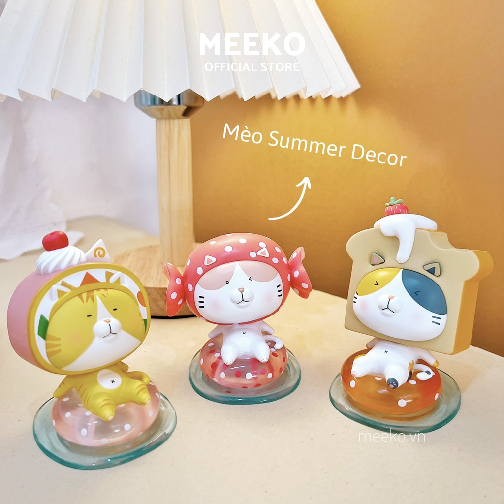 Mô hình mèo dễ thương trang trí bàn làm việc Summer Cat mèo mùa hè MEEKO