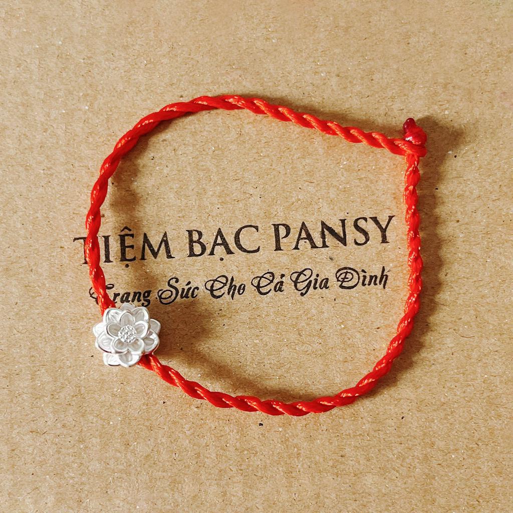 Vòng tay chỉ đỏ mix charm bông sen bạc ta bình an, may mắn - Vòng tay handmade dây lụa xoắn cho người lớn, trẻ em
