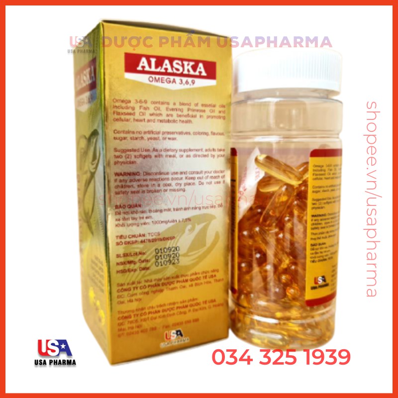 Viên uống dầu cá ALASKA OMEGA 369 tăng cường thị lực giảm nguy cơ mắc bệnh tim mạch - Hộp 100 viên