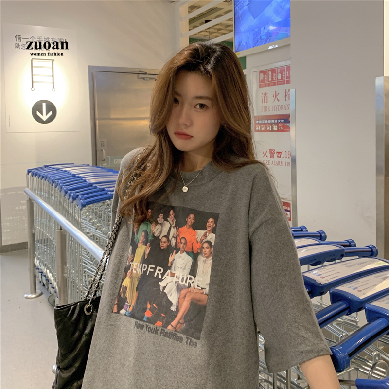 SUXI Áo thun lửng tay ngắn in họa tiết hình ảnh cổ điển dành cho bạn nữ