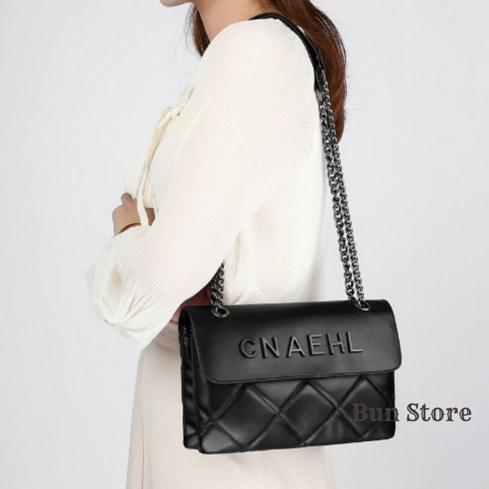Túi nữ đeo chéo da mềm túi xách đeo vai kẹp nách nữ đẹp hàn quốc dây xích hàng hiệu chính hãng màu đen