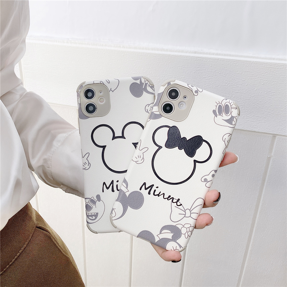 Huawei Nova 8 7 SE 7i 5T Mate40 Mate30 P40 Lite P30 Pro Y9A Nova8 Novas7SE Mate 40 30 20 Soft Case Leather Case Cartoon Micky and Minnie Case with Lens Protector Mate40 Case